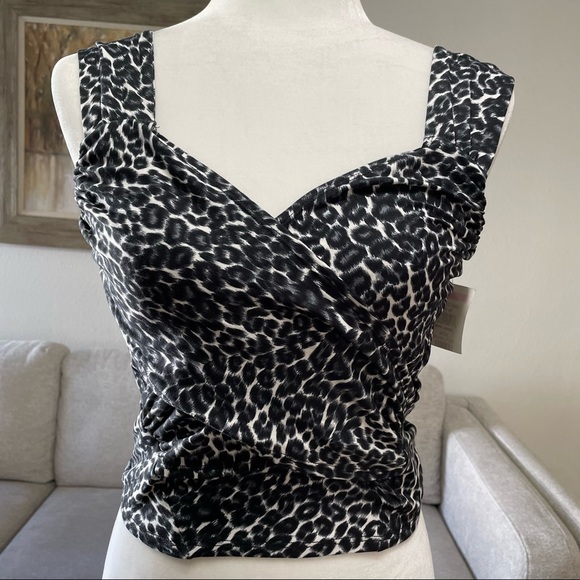 Socialite Tops - NEW Socialite Animal Print Crop Top medium Faux Wrap Tank Top